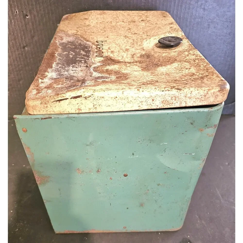 Vintage Metal Bread Box Antique Storage Tin Country HARVELL